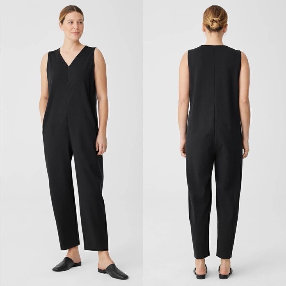 Eileen Fisher Cotton Blend Ponte Lantern Jumpsuit XS $198